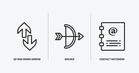 Poster - user interface outline icons set. user interface icons such as up and down arrow, archer, contact notebook vector. can be used web and mobile.