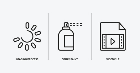 Poster - user interface outline icons set. user interface icons such as loading process, spray paint, video file vector. can be used web and mobile.