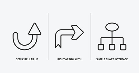Poster - user interface outline icons set. user interface icons such as semicircular up arrow, right arrow with turn, simple chart interface vector. can be used web and mobile.