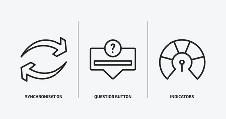 Poster - user interface outline icons set. user interface icons such as synchronisation, question button, indicators vector. can be used web and mobile.