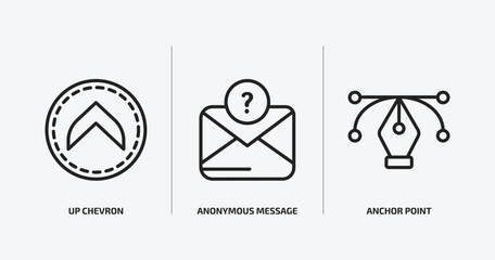 Poster - user interface outline icons set. user interface icons such as up chevron, anonymous message, anchor