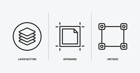 Poster - user interface outline icons set. user interface icons such as layer button, artboard, metrize vector. can be used web and mobile.