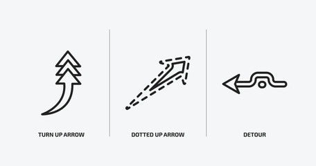 Poster - user interface outline icons set. user interface icons such as turn up arrow, dotted up arrow, detour vector. can be used web and mobile.
