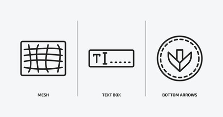 Poster - user interface outline icons set. user interface icons such as mesh, text box, bottom arrows vector. can be used web and mobile.