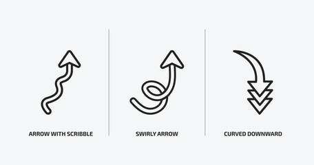 Poster - user interface outline icons set. user interface icons such as arrow with scribble, swirly arrow, curved downward arrow vector. can be used web and mobile.