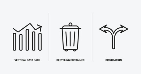 Poster - user interface outline icons set. user interface icons such as vertical data bars, recycling container, bifurcation vector. can be used web and mobile.