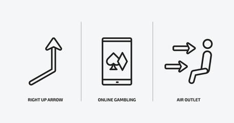 Poster - user interface outline icons set. user interface icons such as right up arrow, online gambling, air outlet vector. can be used web and mobile.