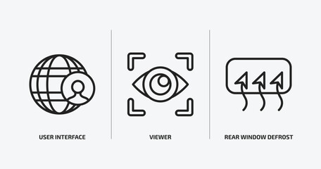 Poster - user interface outline icons set. user interface icons such as user interface, viewer, rear window defrost vector. can be used web and mobile.