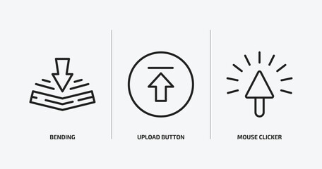 Poster - user interface outline icons set. user interface icons such as bending, upload button, mouse clicker vector. can be used web and mobile.