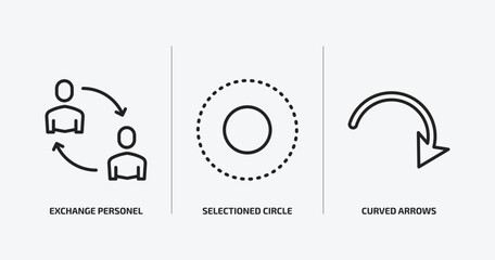 Poster - user interface outline icons set. user interface icons such as exchange personel, selectioned circle, curved arrows vector. can be used web and mobile.