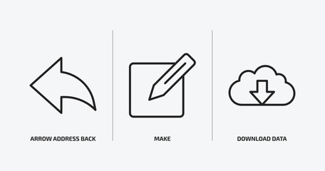 Poster - user interface outline icons set. user interface icons such as arrow address back, make, download data vector. can be used web and mobile.