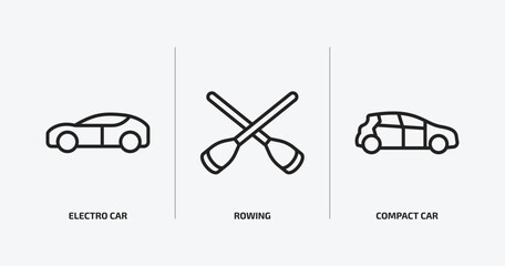 Poster - transportation outline icons set. transportation icons such as electro car, rowing, compact car vector. can be used web and mobile.