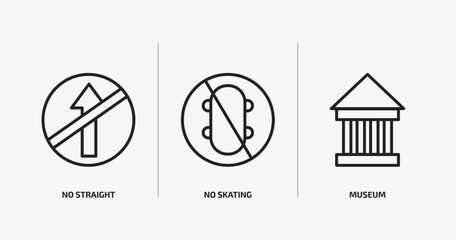 Poster - traffic signs outline icons set. traffic signs icons such as no straight, no skating, museum vector. can be used web and mobile.