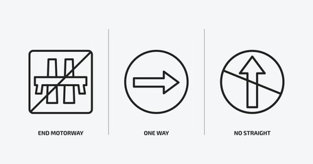 Poster - traffic signs outline icons set. traffic signs icons such as end motorway, one way, no straight vector. can be used web and mobile.