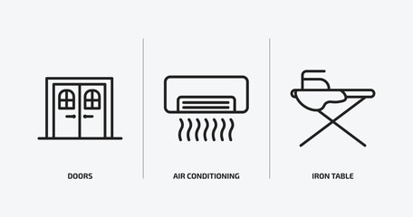 Poster - tools and utensils outline icons set. tools and utensils icons such as doors, air conditioning, iron