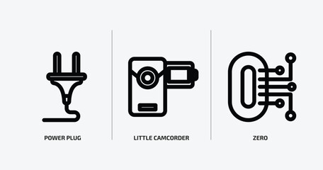 Poster - technology collection. outline icons set. technology collection. icons such as power plug, little camcorder, zero vector. can be used web and mobile.