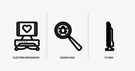 Poster - technology outline icons set. technology icons such as electrocardiogram line, search bug, tv side vector. can be used web and mobile.