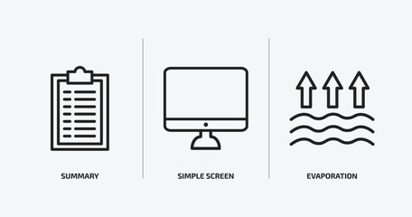 Poster - technology outline icons set. technology icons such as summary, simple screen, evaporation vector. can be used web and mobile.