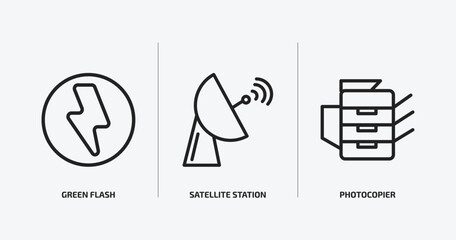 Poster - technology outline icons set. technology icons such as green flash, satellite station, photocopier vector. can be used web and mobile.