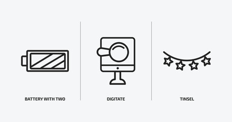 Poster - technology outline icons set. technology icons such as battery with two bars, digitate, tinsel vector. can be used web and mobile.