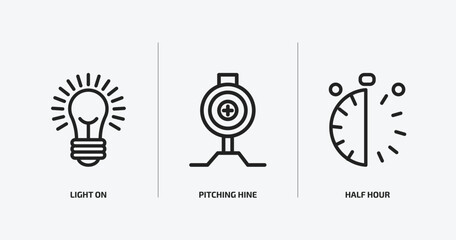 Poster - technology outline icons set. technology icons such as light on, pitching hine, half hour vector. can be used web and mobile.