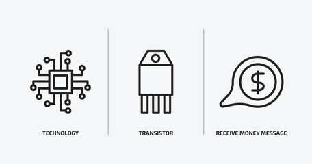 Poster - technology outline icons set. technology icons such as technology, transistor, receive money message vector. can be used web and mobile.