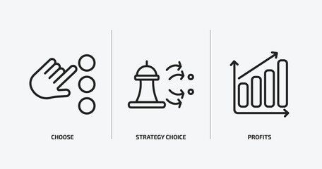 Poster - success outline icons set. success icons such as choose, strategy choice, profits vector. can be used web and mobile.