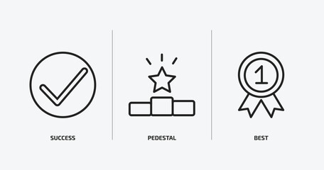 Poster - success outline icons set. success icons such as success, pedestal, best vector. can be used web and mobile.