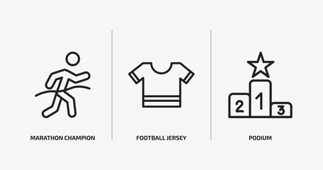 Poster - sport outline icons set. sport icons such as marathon champion, football jersey, podium vector. can be used web and mobile.