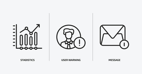 Poster - social media marketing outline icons set. social media marketing icons such as stadistics, user warning, message vector. can be used web and mobile.