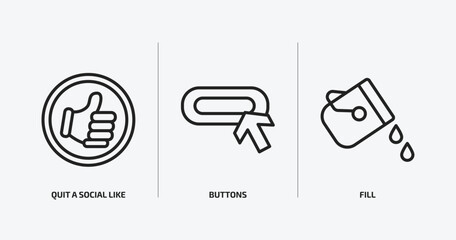 Poster - social media marketing outline icons set. social media marketing icons such as quit a social like, buttons, fill vector. can be used web and mobile.