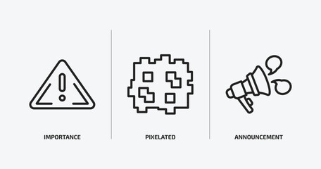 Poster - social media marketing outline icons set. social media marketing icons such as importance, pixelated, announcement vector. can be used web and mobile.
