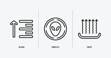 Poster - signs outline icons set. signs icons such as align, area 51, heat vector. can be used web and mobile