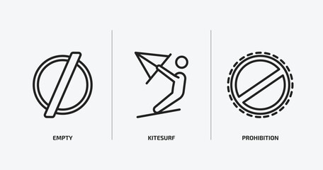 Poster - signs outline icons set. signs icons such as empty, kitesurf, prohibition vector. can be used web and mobile.