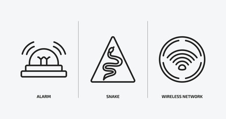 Poster - signs outline icons set. signs icons such as alarm, snake, wireless network vector. can be used web and mobile.