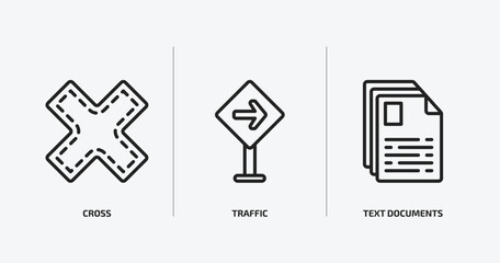 Poster - signs outline icons set. signs icons such as cross, traffic, text documents vector. can be used web and mobile.