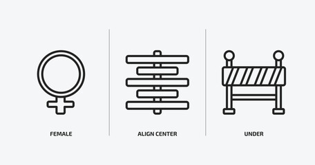 Poster - signs outline icons set. signs icons such as female, align center, under vector. can be used web and mobile.