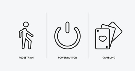 Poster - signs outline icons set. signs icons such as pedestrian, power button, gambling vector. can be used web and mobile.