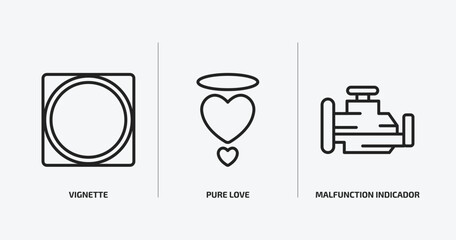 Poster - shapes outline icons set. shapes icons such as vignette, pure love, malfunction indicador vector. can be used web and mobile.