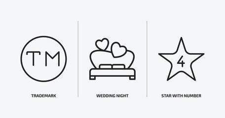Poster - shapes outline icons set. shapes icons such as trademark, wedding night, star with number four vector. can be used web and mobile.