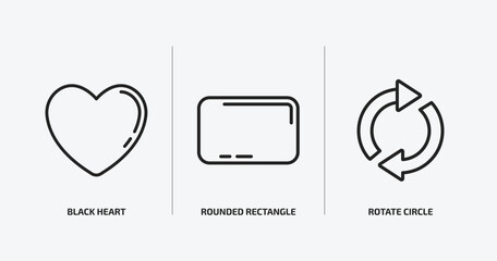 Poster - shapes outline icons set. shapes icons such as black heart, rounded rectangle, rotate circle vector. can be used web and mobile.