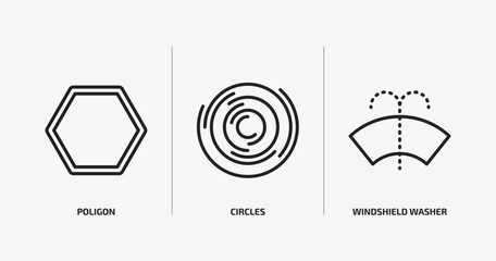 Poster - shapes outline icons set. shapes icons such as poligon, circles, windshield washer vector. can be used web and mobile.
