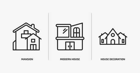 Poster - real estate outline icons set. real estate icons such as mansion, modern house, house decoration vector. can be used web and mobile.