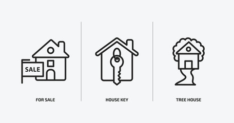 Poster - real estate outline icons set. real estate icons such as for sale, house key, tree house vector. can be used web and mobile.