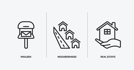 Poster - real estate outline icons set. real estate icons such as mailbox, neighborhood, real estate vector. can be used web and mobile.