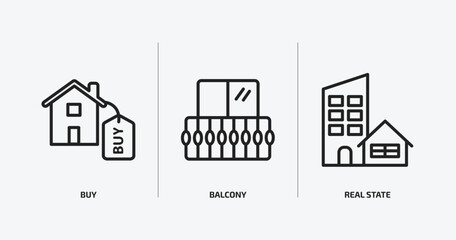Poster - real estate outline icons set. real estate icons such as buy, balcony, real state vector. can be used web and mobile.