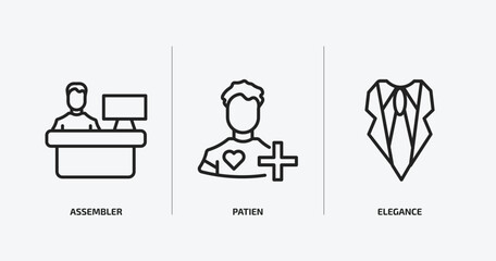 Poster - people collection. thin outline icons set. people collection. thin icons such as assembler, patien, elegance vector. can be used web and mobile.