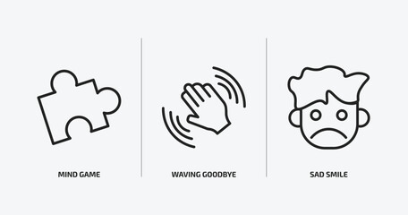 Poster - people outline icons set. people icons such as mind game, waving goodbye, sad smile vector. can be used web and mobile.