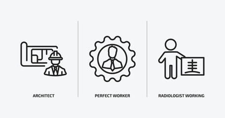 Poster - people outline icons set. people icons such as architect, perfect worker, radiologist working vector. can be used web and mobile.