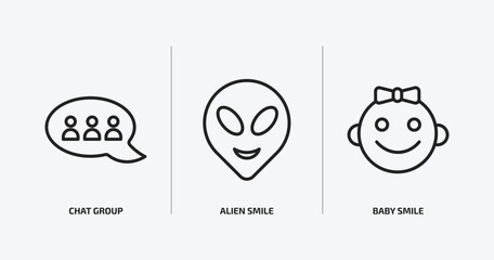 Poster - people outline icons set. people icons such as chat group, alien smile, baby smile vector. can be used web and mobile.